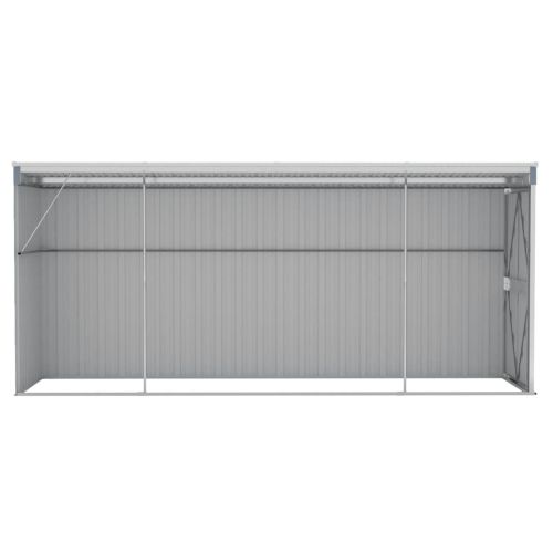 vidaXL Wall-mounted Garden Shed Grey 118x382x178 cm Galvanised Steel
