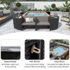 Spa Surround Spa Frame Quadrilateral Outdoor Rattan Sectional Sofa Set with Mini Sofa, Wooden Seats and Storage Spaces, Grey