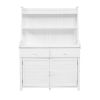 TOPMAX 65inch Garden Potting Bench Table, Fir Wood Workstation with Storage Shelf, Drawer and Cabinet, White