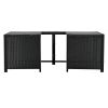 Spa Surround Spa Frame Quadrilateral Outdoor Rattan Sectional Sofa Set with Mini Sofa, Wooden Seats and Storage Spaces, Grey