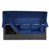 U_Style Outdoor Patio Rectangle Daybed with Retractable Canopy, Wicker Furniture Sectional Seating with Washable Cushions, Backyard, Porch(As same as