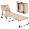 Folding Beach Lounge Chair with Pillow for Outdoor