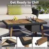 K&K 6-Piece Rope Patio Furniture Set, Outdoor Furniture with Acacia Wood Cool Bar Table with Ice Bucket , Deep Seat Patio Conversation Set with Two St