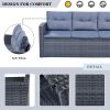 GO 6-piece All-Weather Wicker PE rattan Patio Outdoor Dining Conversation Sectional Set with coffee table, wicker sofas, ottomans, removable cushions