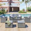 GO 6-piece All-Weather Wicker PE rattan Patio Outdoor Dining Conversation Sectional Set with coffee table, wicker sofas, ottomans, removable cushions